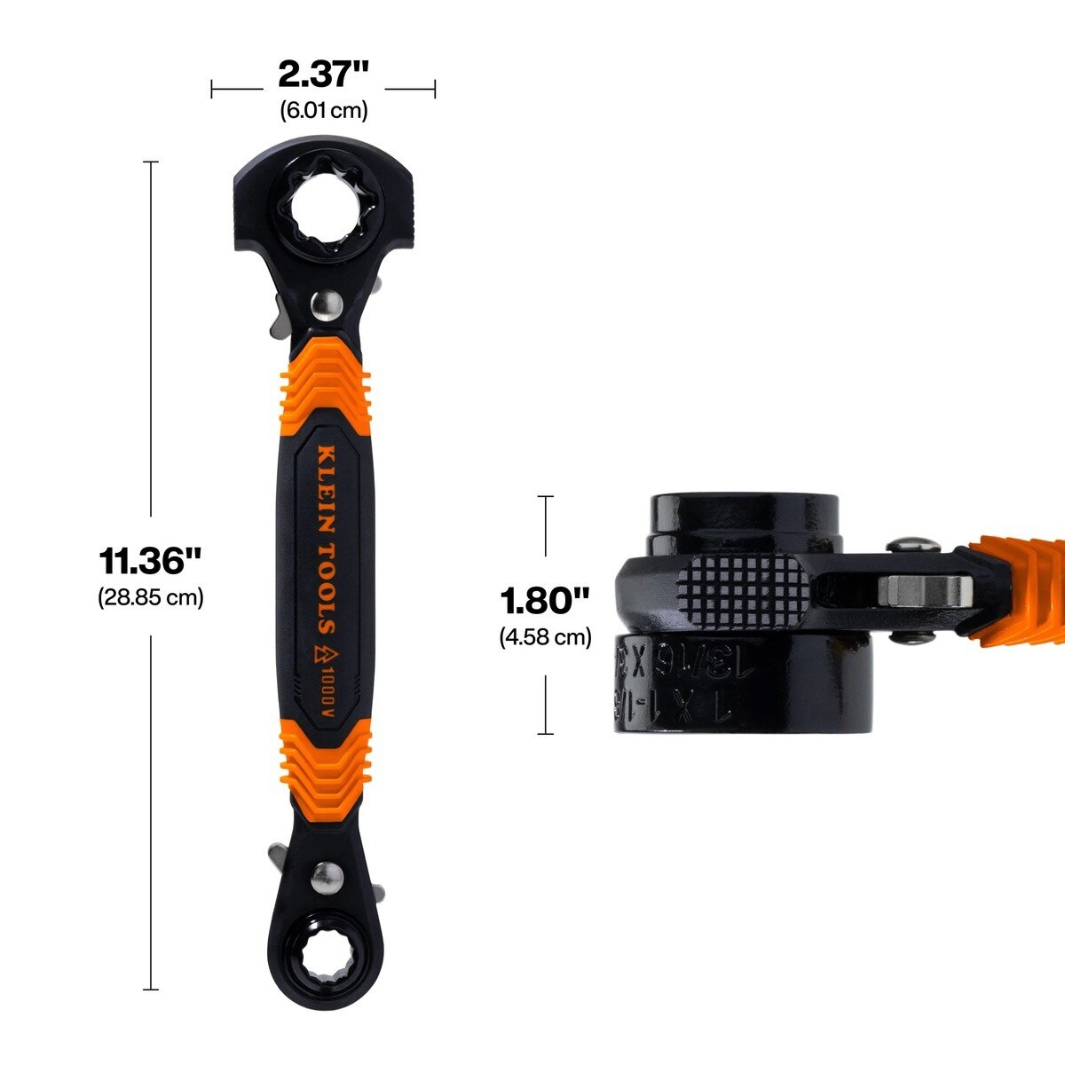 Klein Tools KT175HFINS 7-in-1 Insulated Lineman Ratcheting Wrench with Hammer Faces 11.36" - 3