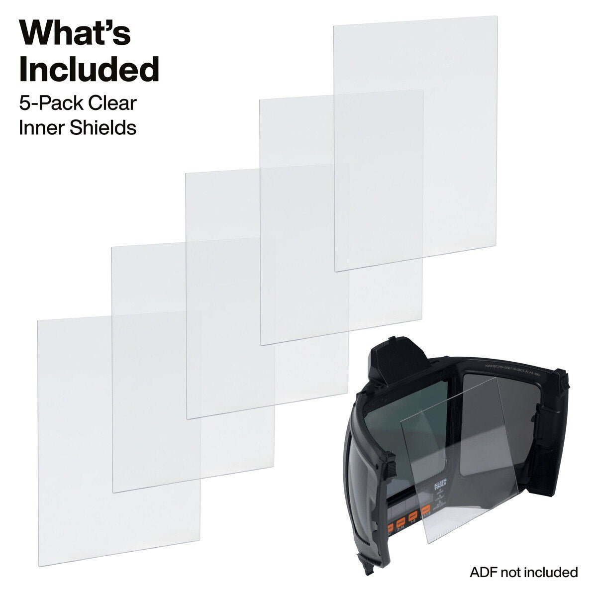 Klein Tools KWHISHIELD Phoenix Series Welding Helmet Inner Shield Replacement 3.78 x 4.06" Clear Polycarbonate (5 Pack) - 4