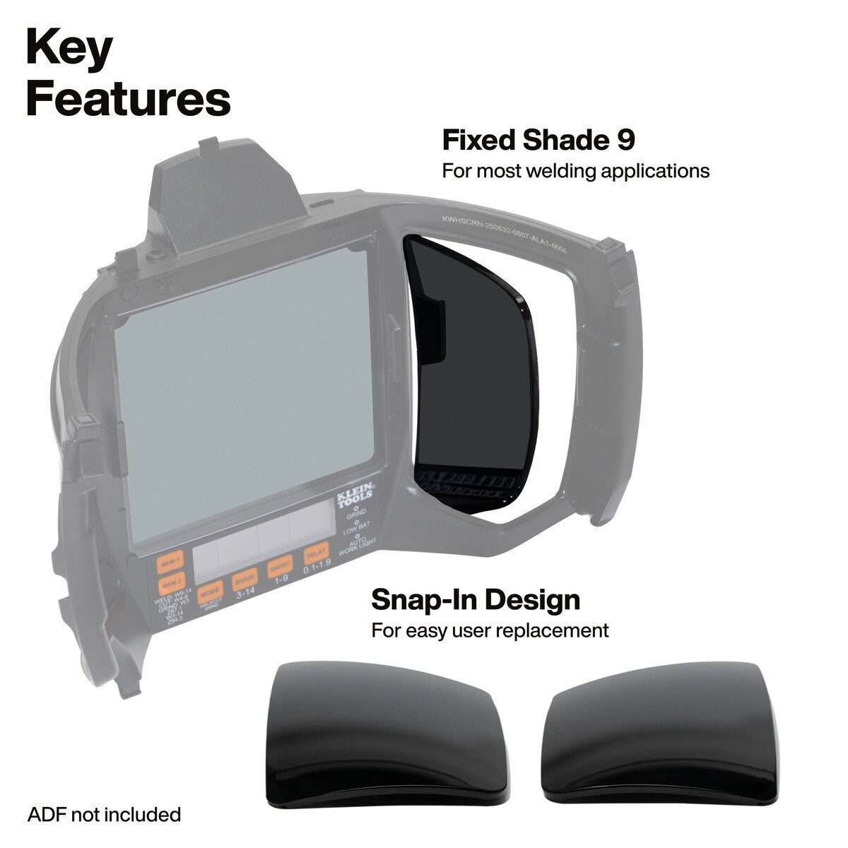 Klein Tools KWSIDEWIN Phoenix Series Side Window Replacement Lenses Shade 9 4" x 3" (1 Pair) - 2