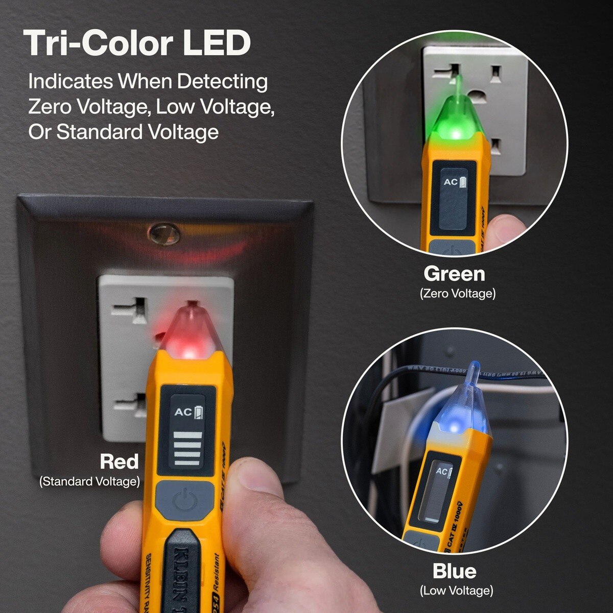 Klein Tools NCVT7 Non Contact Voltage Tester with Signal Strength 12 to 1000V AC (2 AAA Batteries) - 3