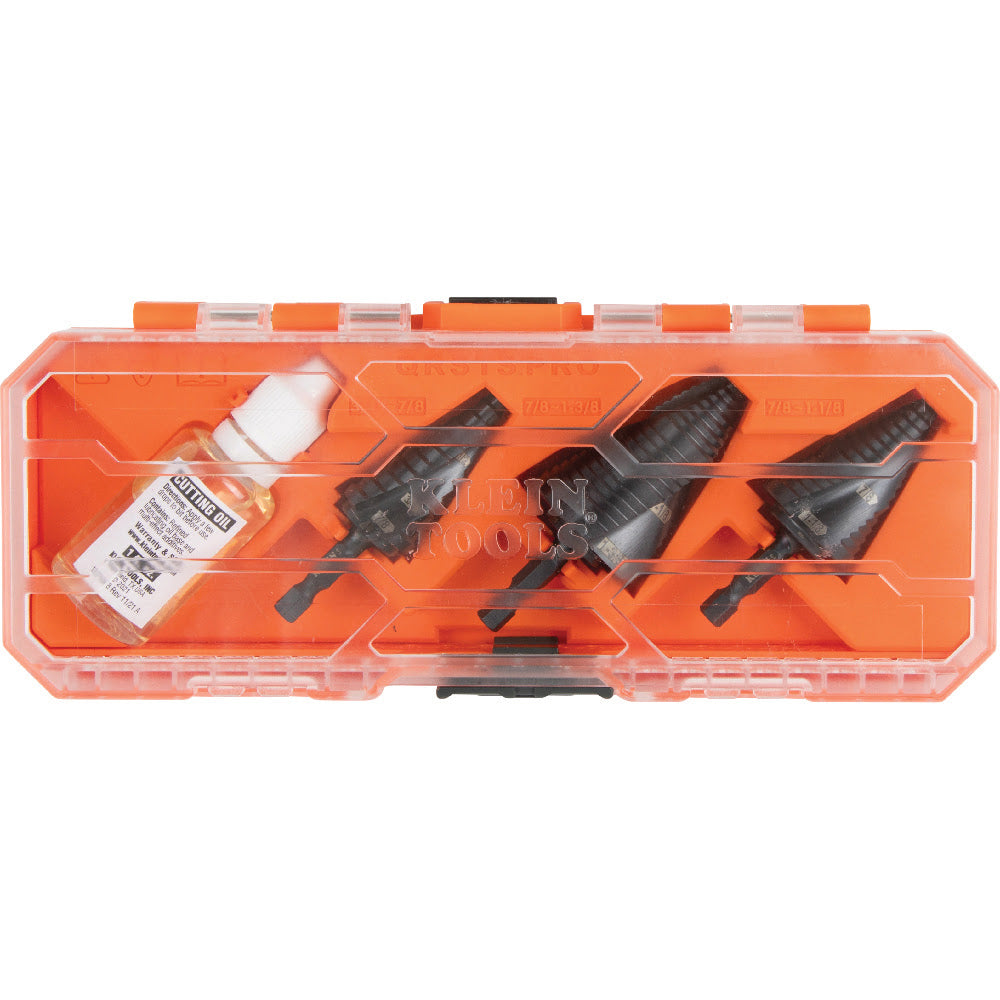 Klein QRSTSPRO Premium Electrician's Quick Release Step Bit Set, 3 Piece - 6