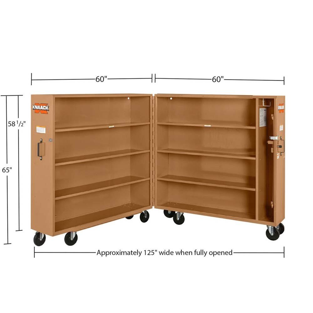 Knaack 100-KL 60" x 30" x 65", 60.9 cu ft Model 100 Folding Rolling Tool Cabinet with Padlock and Casters - 2