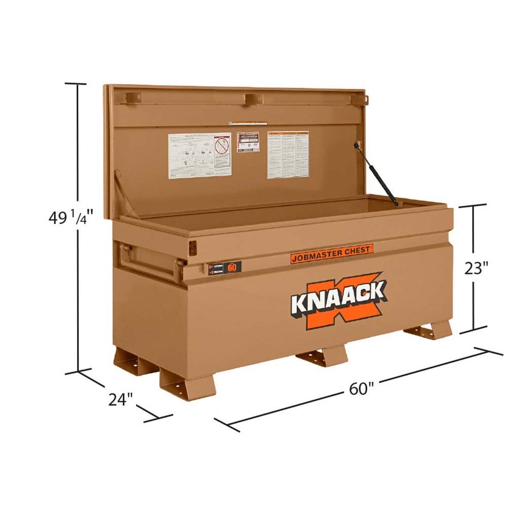 Knaack 60-KL 60" W x 24" D x 28.5" H, 20.25 cu ft Model 60 Chest Style Jobsite Storage Box, Tan - 2