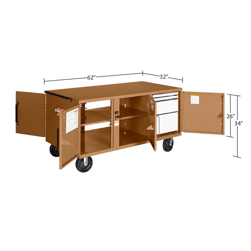 Knaack 62-KL 62" W x 32" D x 34" H Model 62 WAR WAGON Rolling Workbench 3400 lb Capacity (2 Padlocks) - 2