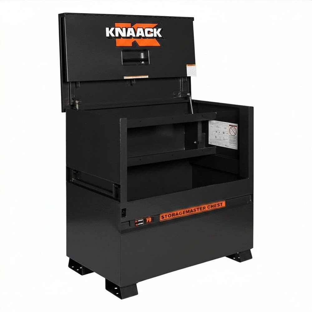 Knaack 79-KL-50NR 48" x 30" x 49" Model 79 Jobmaster Steel Piano Jobsite Storage Box with Watchman IV Lock System (Includes 2 Padlocks) - Black - 3
