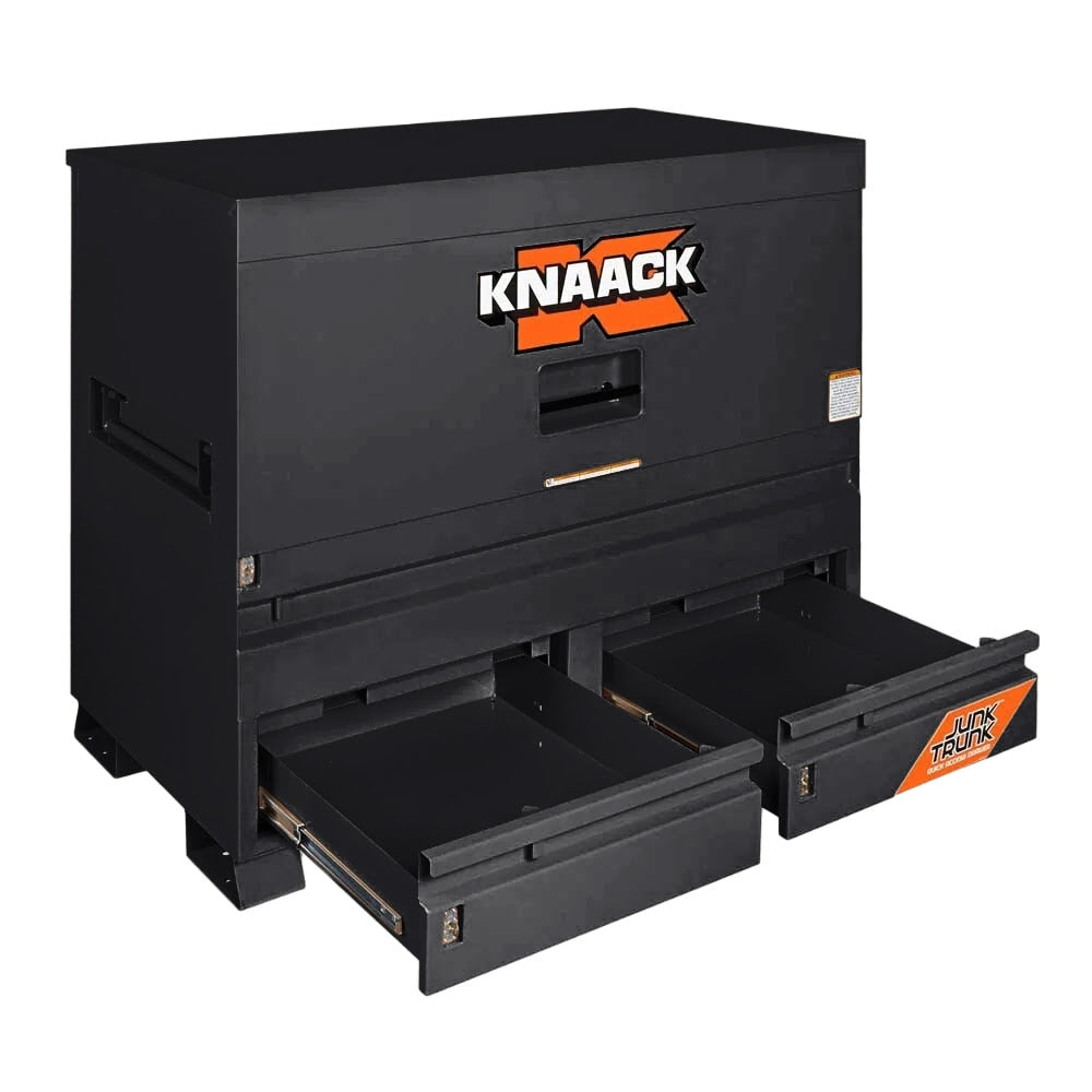 Knaack 89-D-KL-50NR 60" x 30" x 49" Piano Box Jobsite Tool Chest with JunkTrunk Quick Access Drawer and Watchman IV 3 Point Lock Jet Black Powder Coat - 2