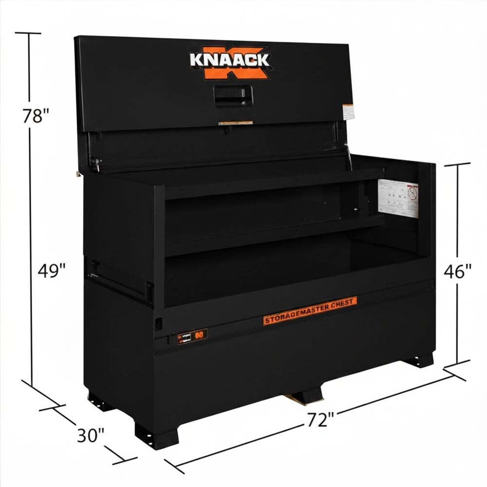 Knaack 90-KL-50NR 72" x 30" x 49", 57.5 cu ft Model 90 Jobmaster Piano Box Steel Jobsite Storage Chest - Black - 2