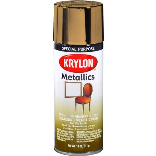 Krylon 1701 Metallic Bright Gold Finish Interior Spray Paint, 12 oz Aerosol Can