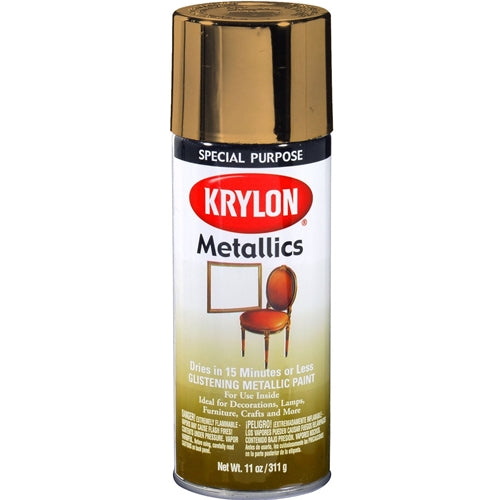 Krylon 1701 Metallic Bright Gold Finish Interior Spray Paint, 12 oz Aerosol Can