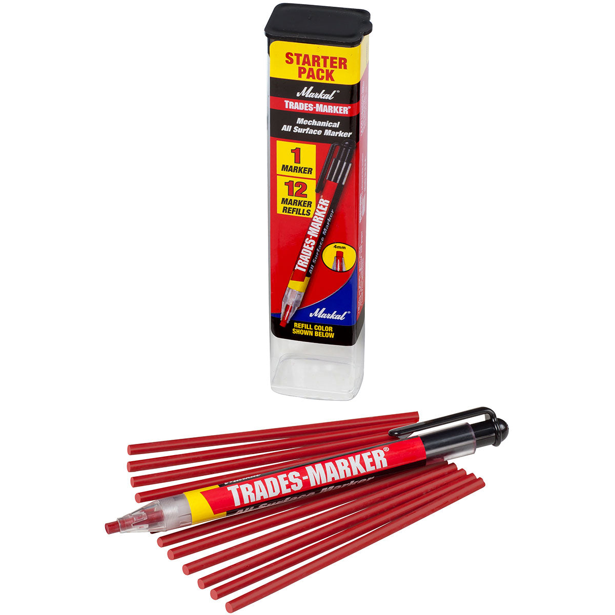 Markal 96132 Trades-Marker, 1 Holder/12 Refills, Red, 6 Pack