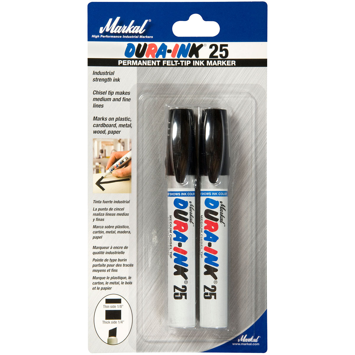 Markal 96237 Dura-Ink 25, Chisel Tip, Black, 24 Pack