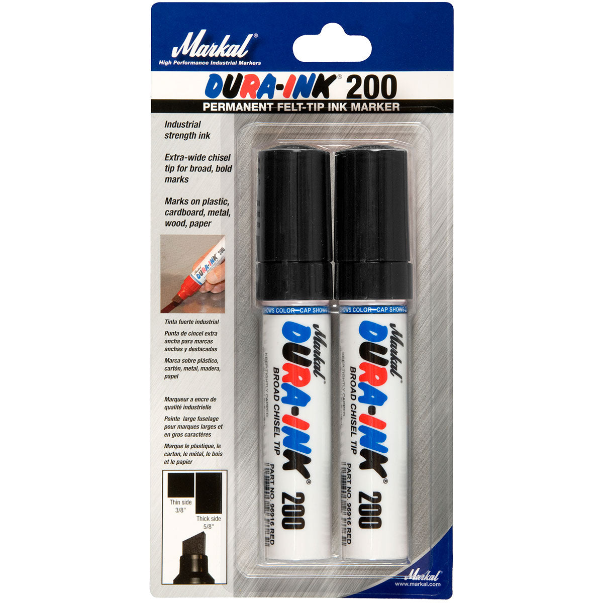 Markal 96543 Dura-Ink 200, Board Chisel Tip, Black, 12 Pack