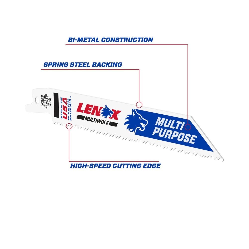 Lenox 20562610R MULTIWOLF 6 in. 10 TPI WAVE EDGE Reciprocating Saw Blade (5 PK) - 4