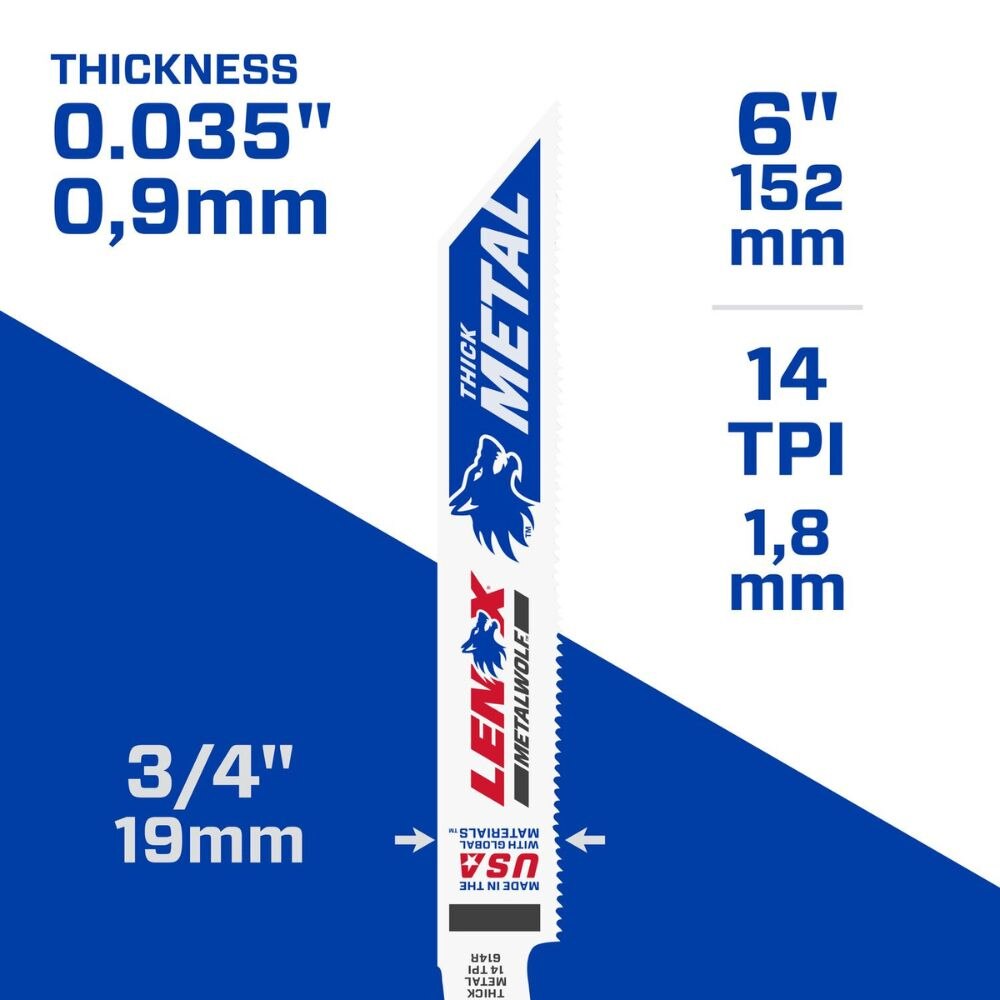 Lenox 20565S614R METALWOLF 6 in. 14 TPI WAVE EDGE Reciprocating Saw Blade - 5