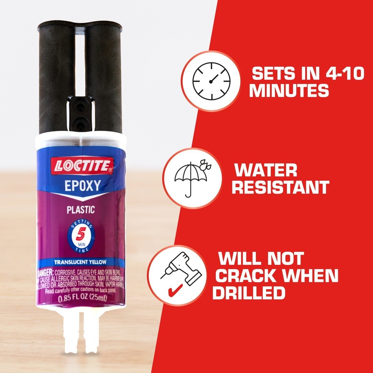 Loctite 1360788 Epoxy Plastic Dual Syringe High Strength Adhesive for ABS PVC Hard Plastics and Fiberglass (25 ml) - 2