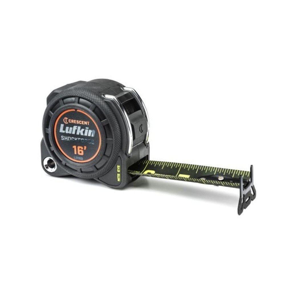Crescent Lufkin L1116B-02 1-3/16" x 16' Shockforce Nite Eye G1 Dual Sided Tape Measure