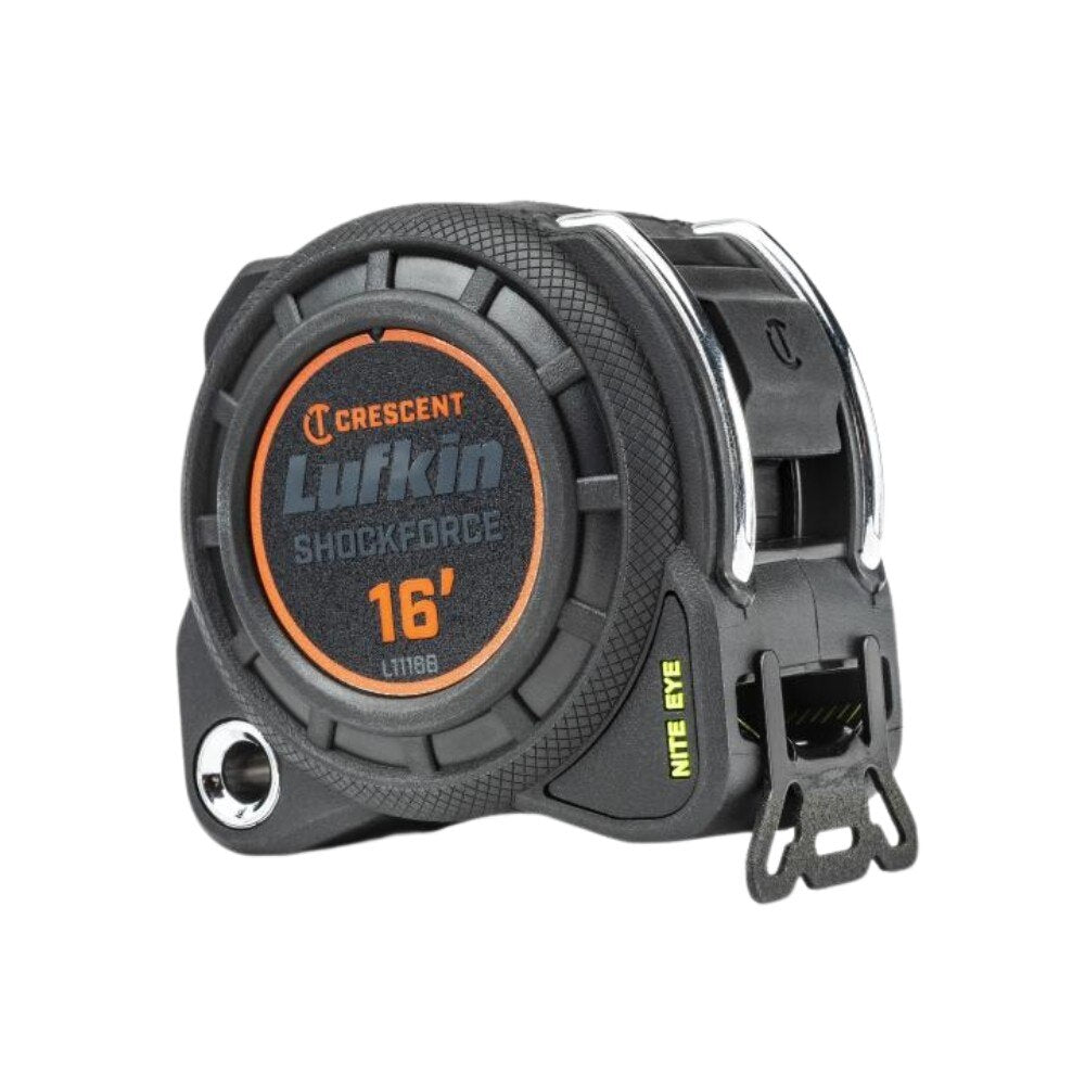 Crescent Lufkin L1116B-02 1-3/16" x 16' Shockforce Nite Eye G1 Dual Sided Tape Measure - 3
