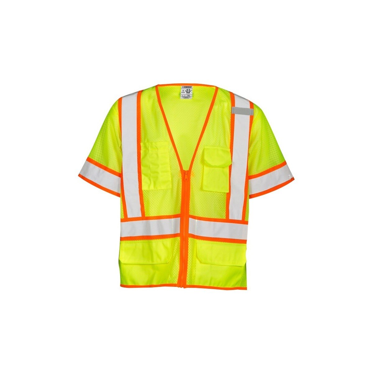 ML Kishigo 1242-XL Rosendin Lime ANSI Type R Class 3 6 Pocket Contrast Mesh Safety Vest XL