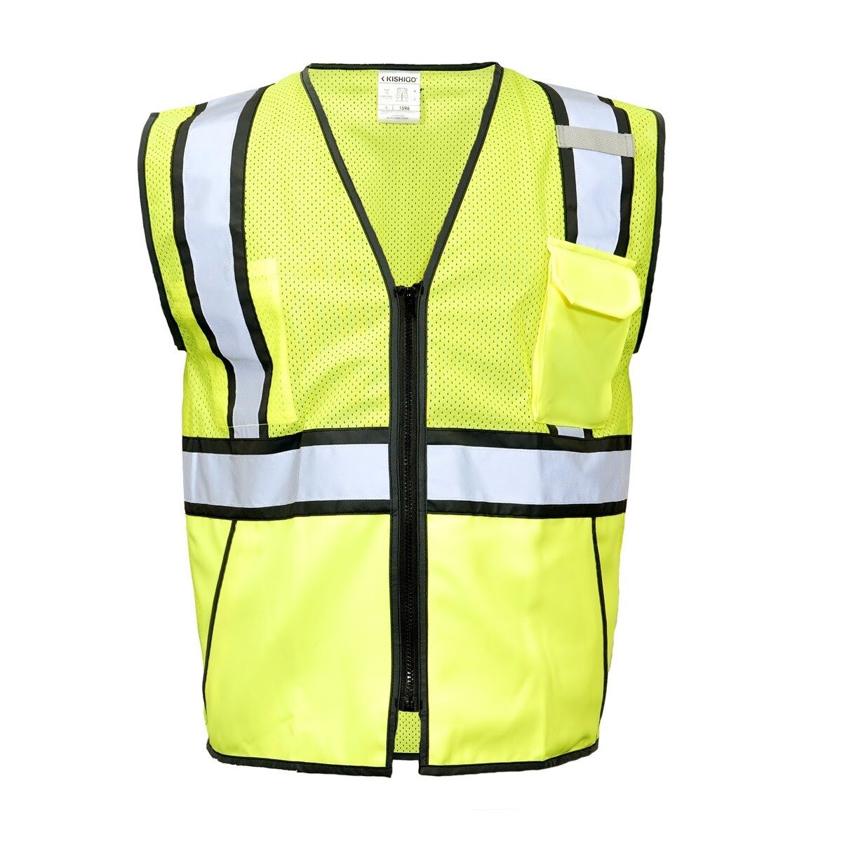 ML Kishigo 1596-2X Class 2 Reflective Color Contrast Vest Lime Black 52 to 54" Chest Size 2X (Each)