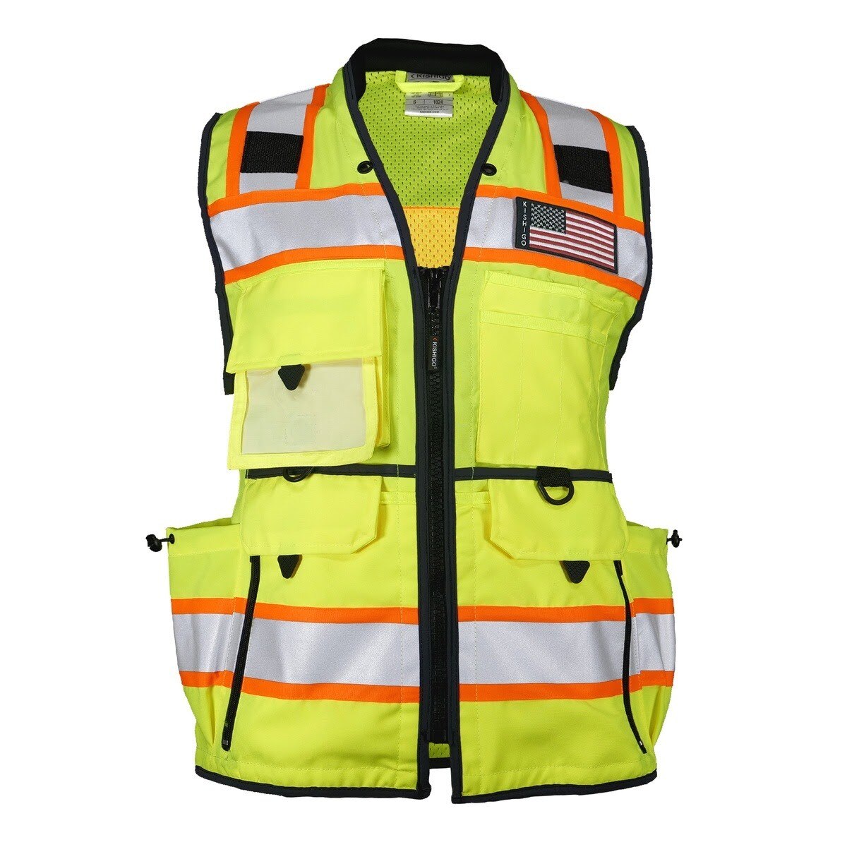 ML Kishigo 1824-L Womens Ultimate Construction Vest Lime Black ANSI Class 2 Size L (Each)