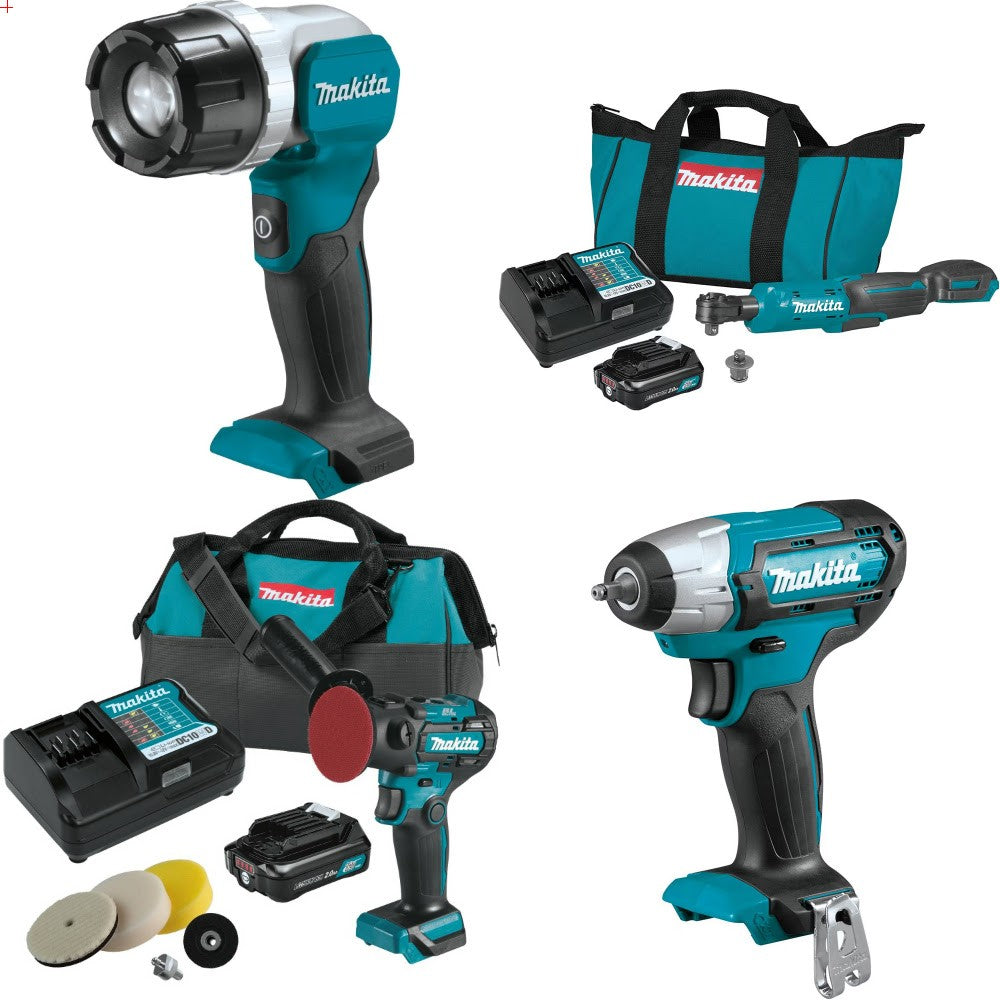 Makita ML106 Flashlight Kit W/ Ratchet and Polisher/Sander and Impact Wrench