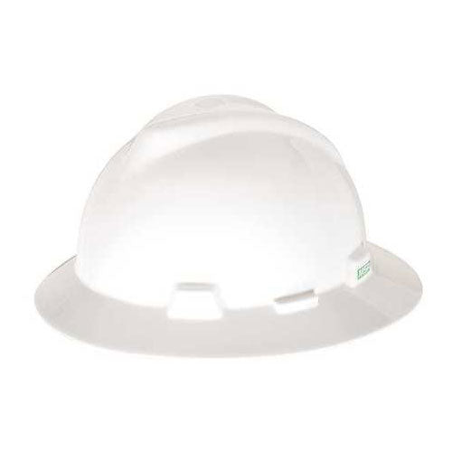 Mine Safety Appliances Company 454733 V-Gard Full Brim Slotted Hardhat, White