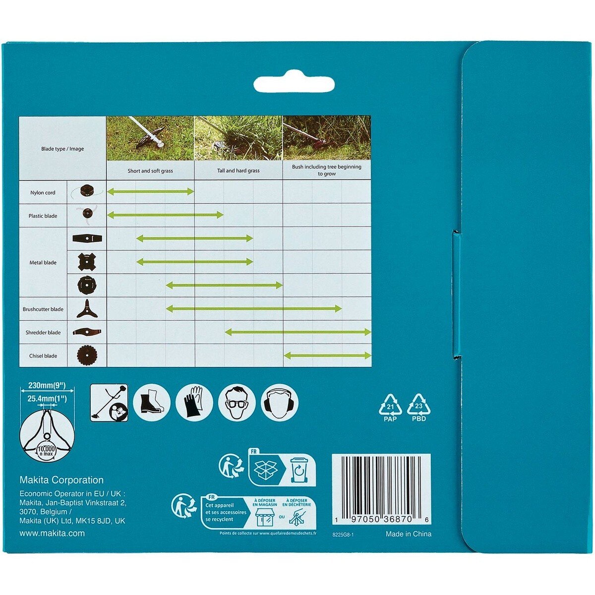 Makita 1916C9-1 9" 3-Tooth Steel Brush Cutter Blade for Brush Cutters and Trimmers - 3