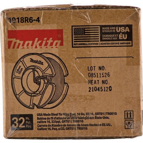 Makita 1918R6-4 USA Made 16 Gauge Steel Tie Wire Reels for GRT01 Rebar Tying Tool (32 Pack) - 6