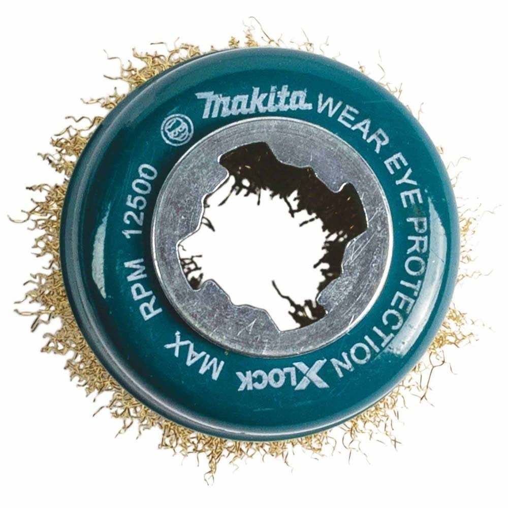 Makita D-72671 X-LOCK 3" Brass Coated Carbon Steel Crimped Wire Cup Brush