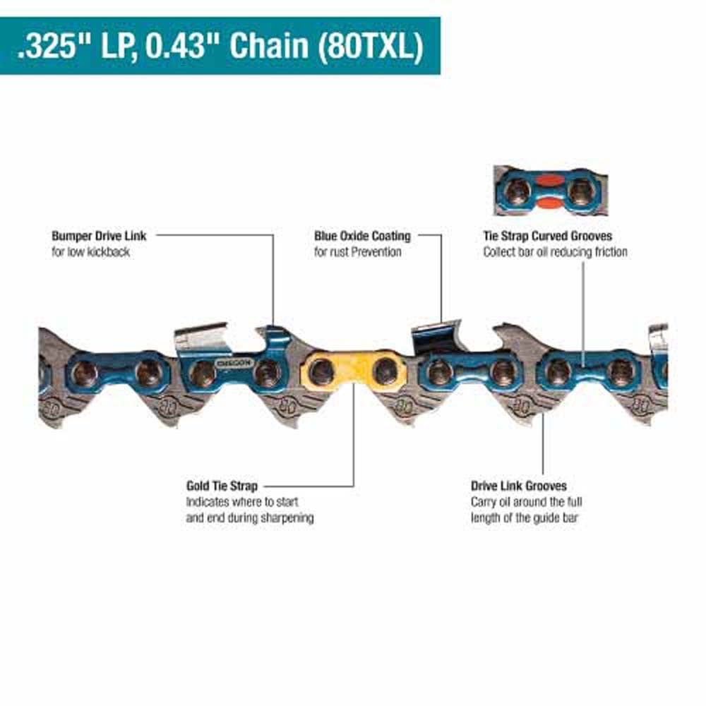 Makita E-13100 18" Saw Chain, .325" LP, .043", 70, Low Kickback - 2