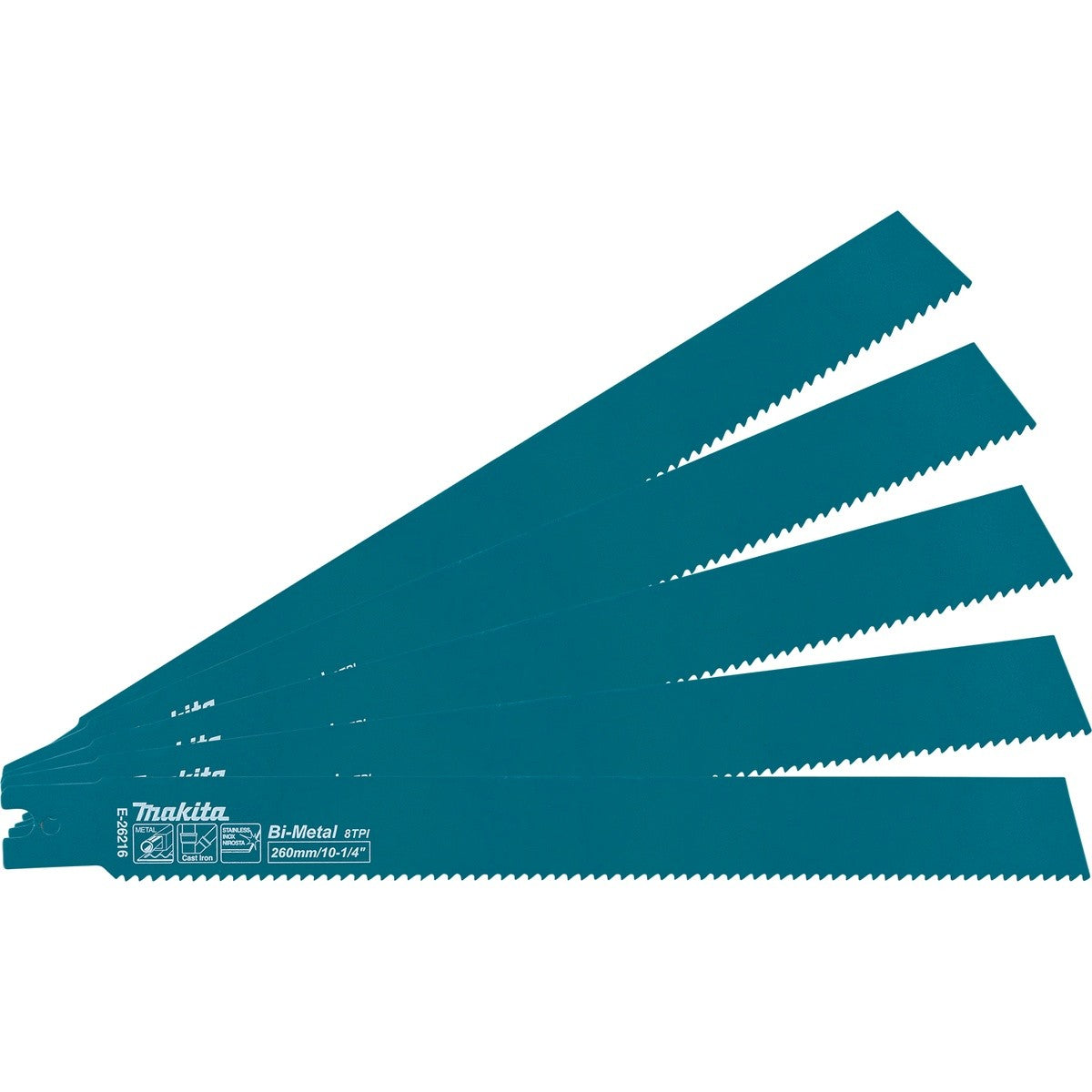 Makita E-26216 10-1/4 in. Bi-Metal 8 TPI Metal Pipe Cutting Reciprocating Saw Blades (5 Pack)