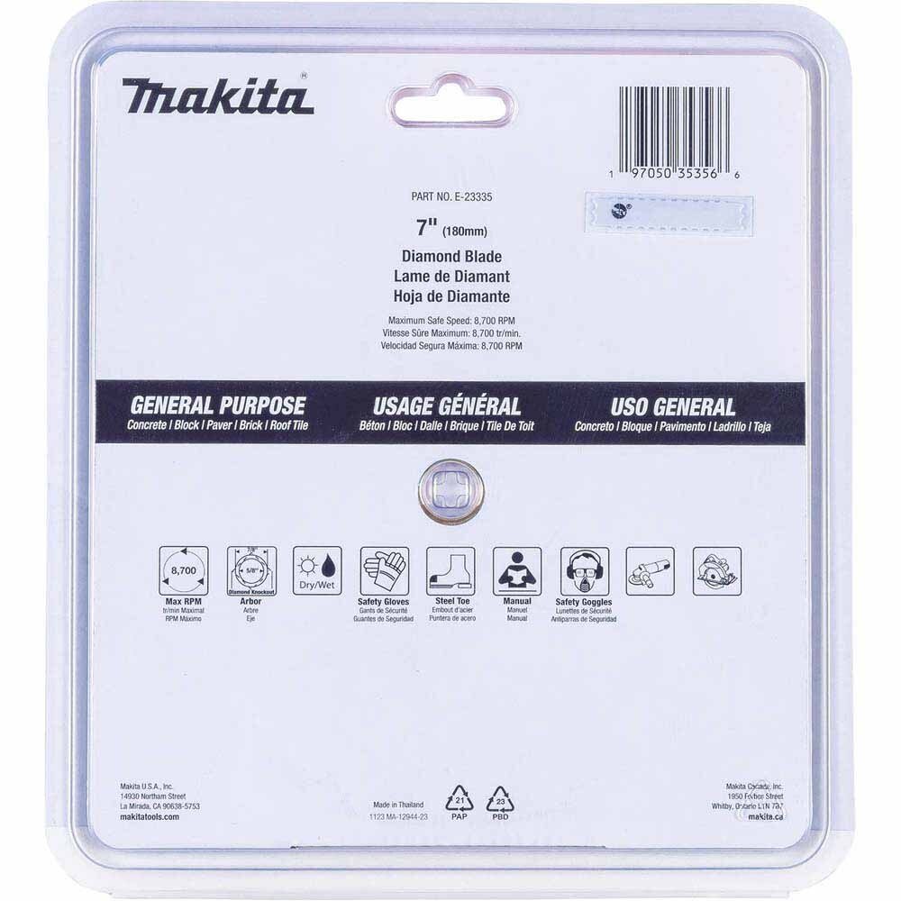 Makita E-23335 7" Segmented Turbo General Purpose Diamond Blade - 3