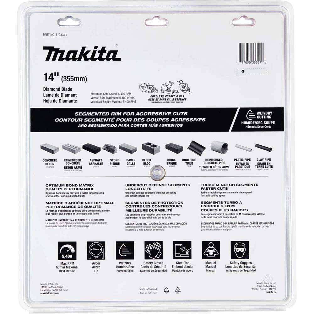 Makita E-23341 14" Segmented General Purpose All-Cut Diamond Blade - 3
