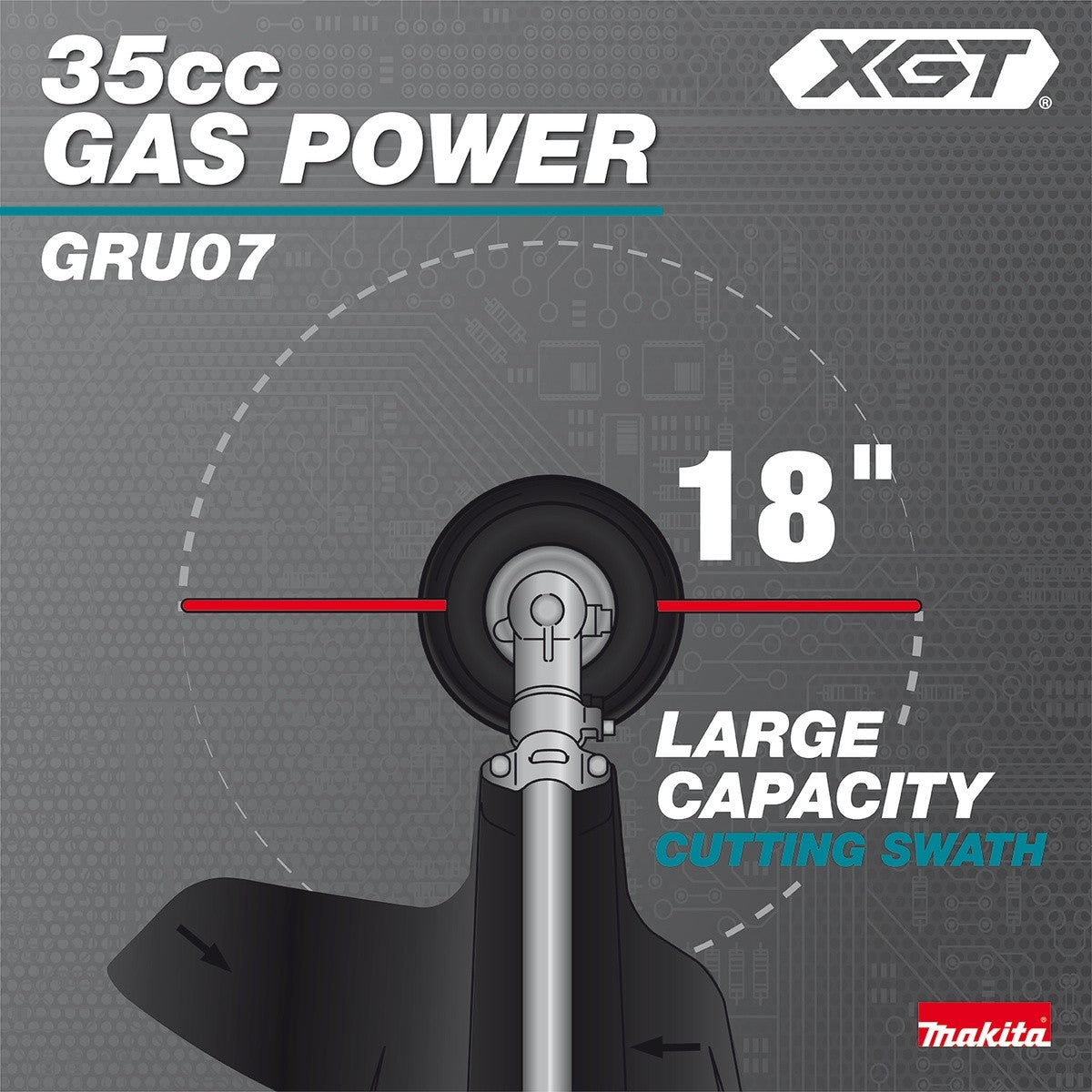 Makita GRU07T 40V Max XGT 18 inch Dual Rotation High Torque Brushless Cordless String Trimmer Kit (2 5.0Ah Batteries, Charger, Shoulder Strap) - 4
