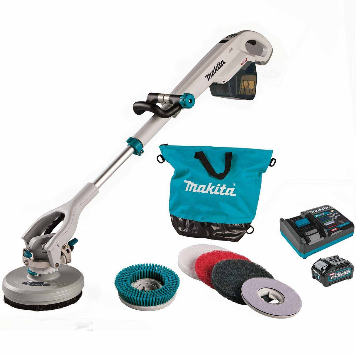 Makita GSP01M1 40V max XGT Brushless Cordless Telescoping 8" Polisher/Scrubber Kit w/4.0Ah Battery