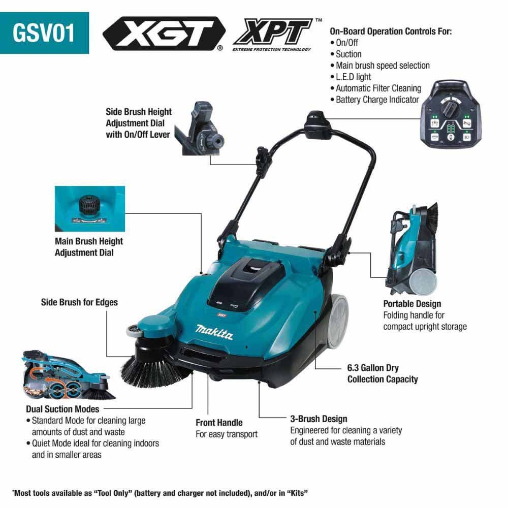 Makita GSV01PL 40V max XGT 25-1/2" Cordless Vacuum Sweeper Kit (8.0Ah) - 2