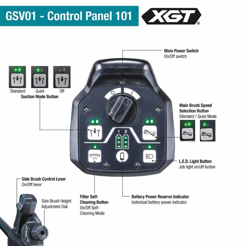 Makita GSV01PL 40V max XGT 25-1/2" Cordless Vacuum Sweeper Kit (8.0Ah) - 3