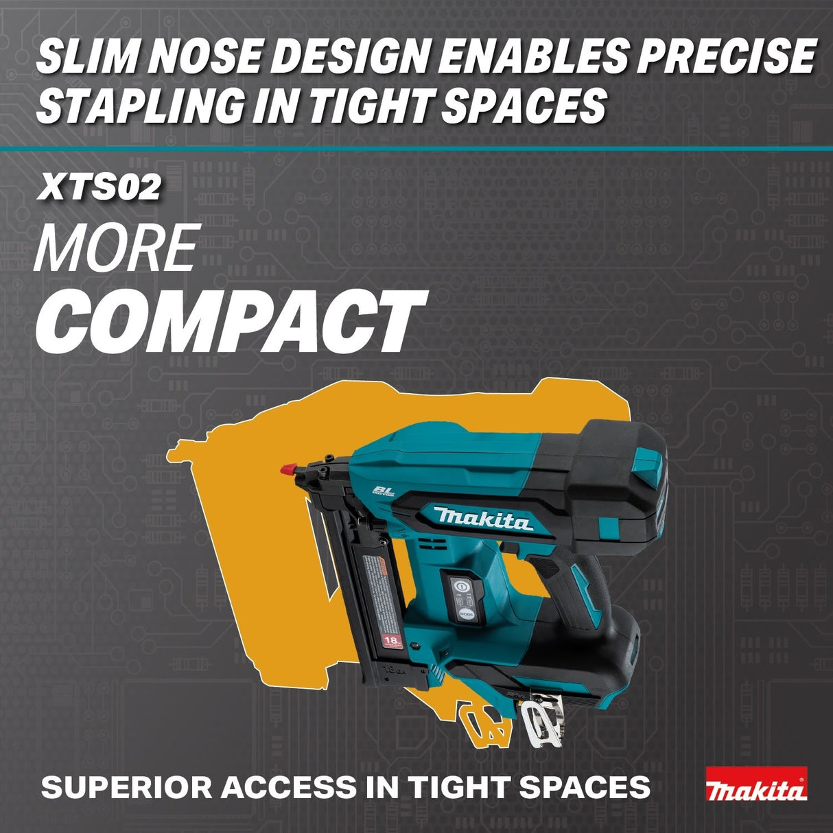 Makita XTS02Z 18V LXT Lithium-Ion Brushless Cordless 1/4” Narrow Crown Stapler, 18 Gauge, Tool Only - 6