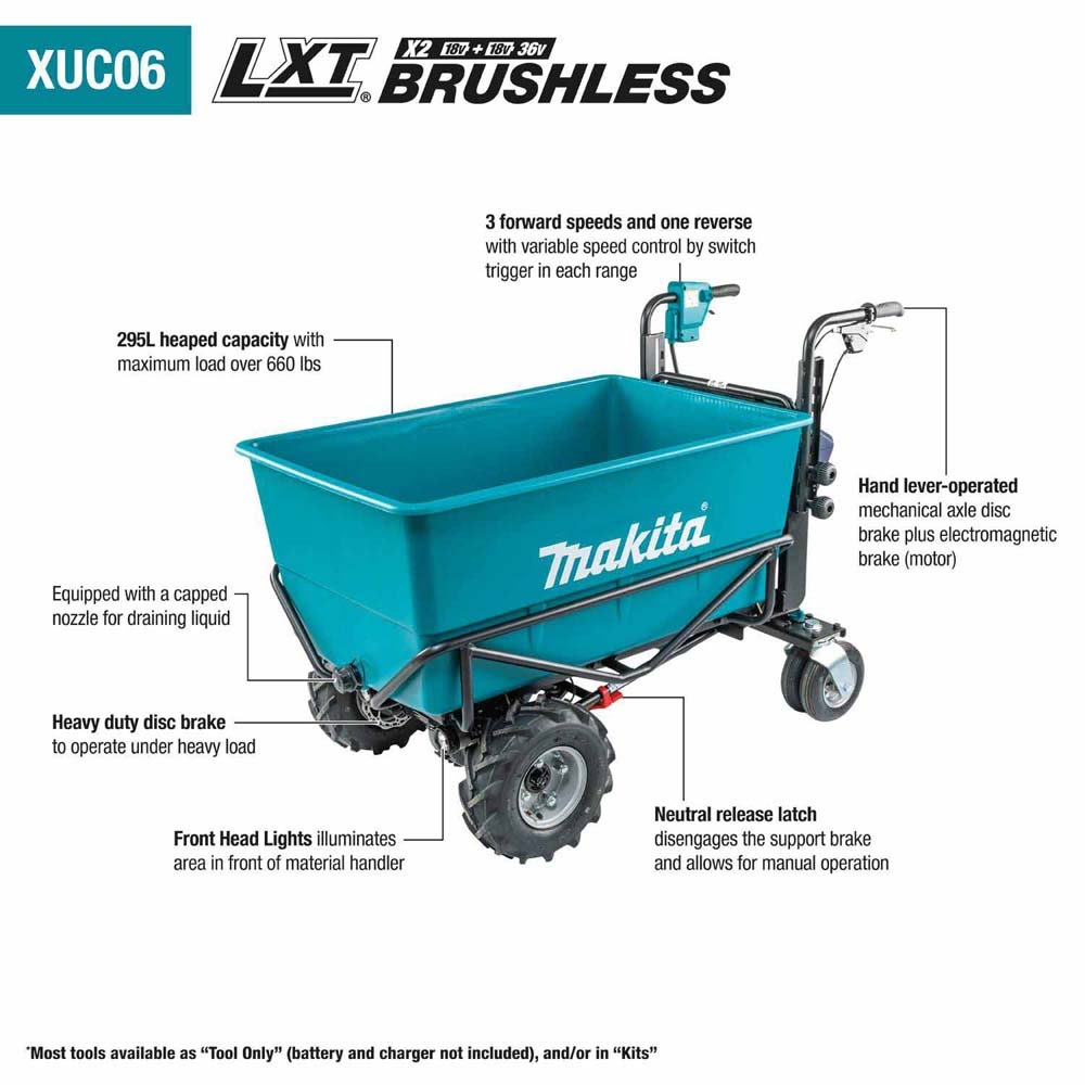 Makita XUC06Z 36V (18V X2) LXT Brushless Material Handling, Flat Bucket, Tool Only - 2