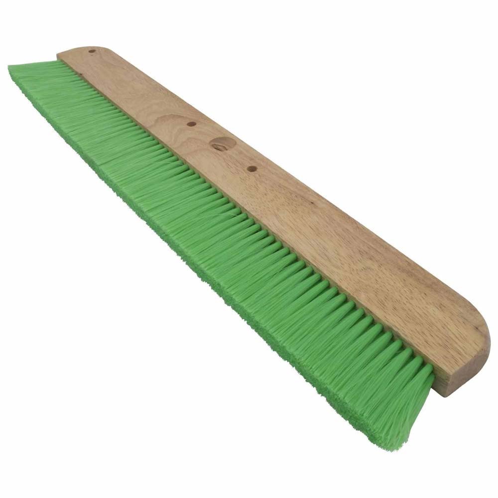 MarshallTown 6560 24" Green Nylon Wood Backed Concrete Broom for Light Texture Finish - 3