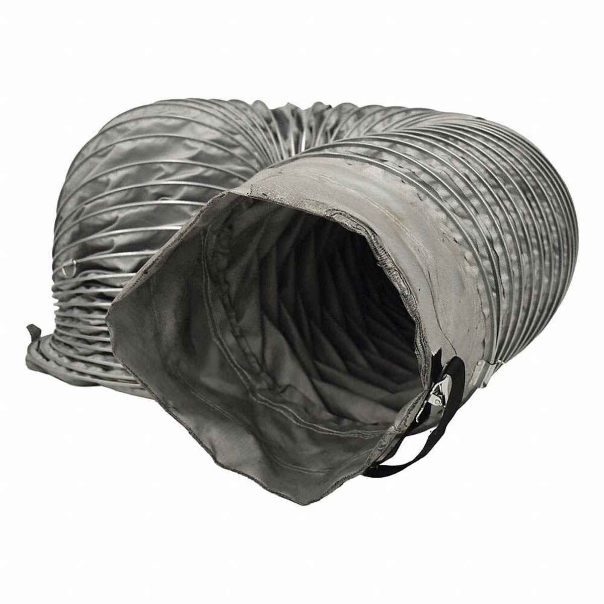 Master Industrial MHD-BX1215 12 in. x 15 ft High Temperature Gray Flexible Ducting with Cinch Straps (1 Each)