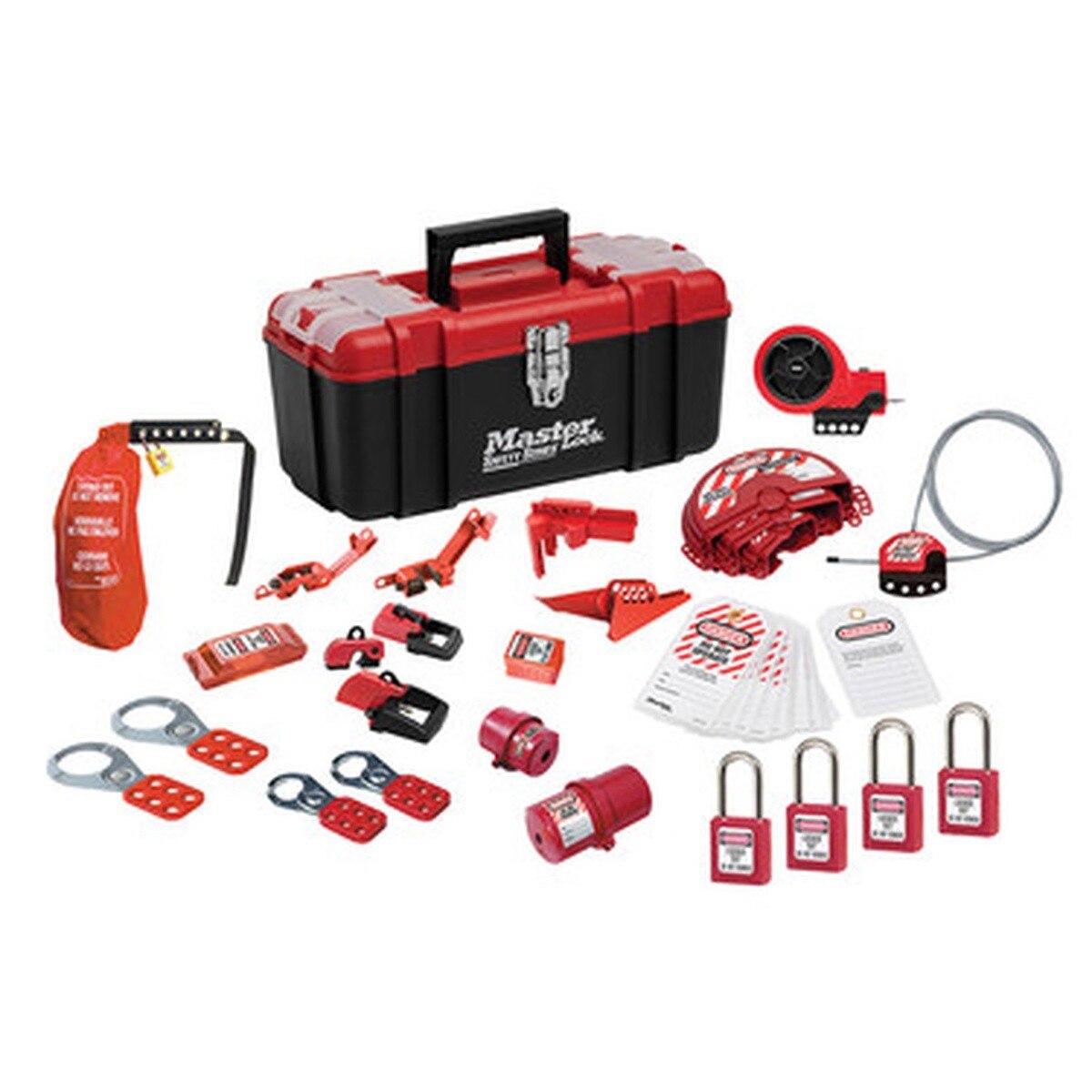 Master Lock 1457VE410KAPRE Portable Lockout Toolbox Kit with Valve and Electrical Devices