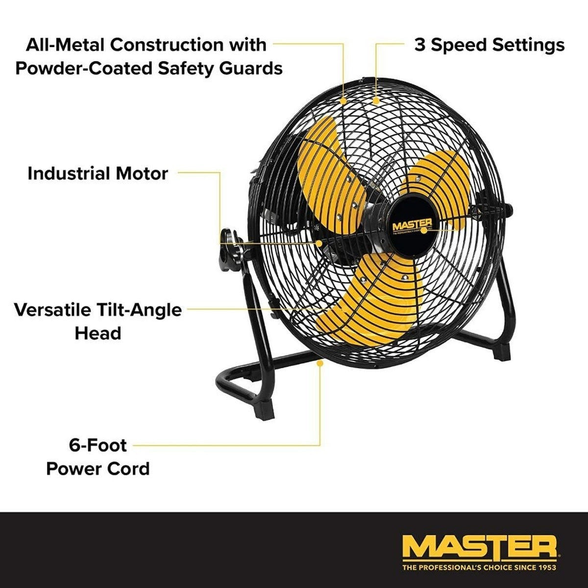 Master MAC-12F 12in High Velocity Direct Drive Floor Fan with 3 Speeds (1 Each) - 2