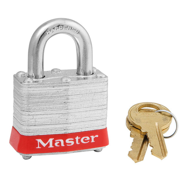 MasterLock 3RED Red Laminated Steel Safety Padlock, 40mm Wide
