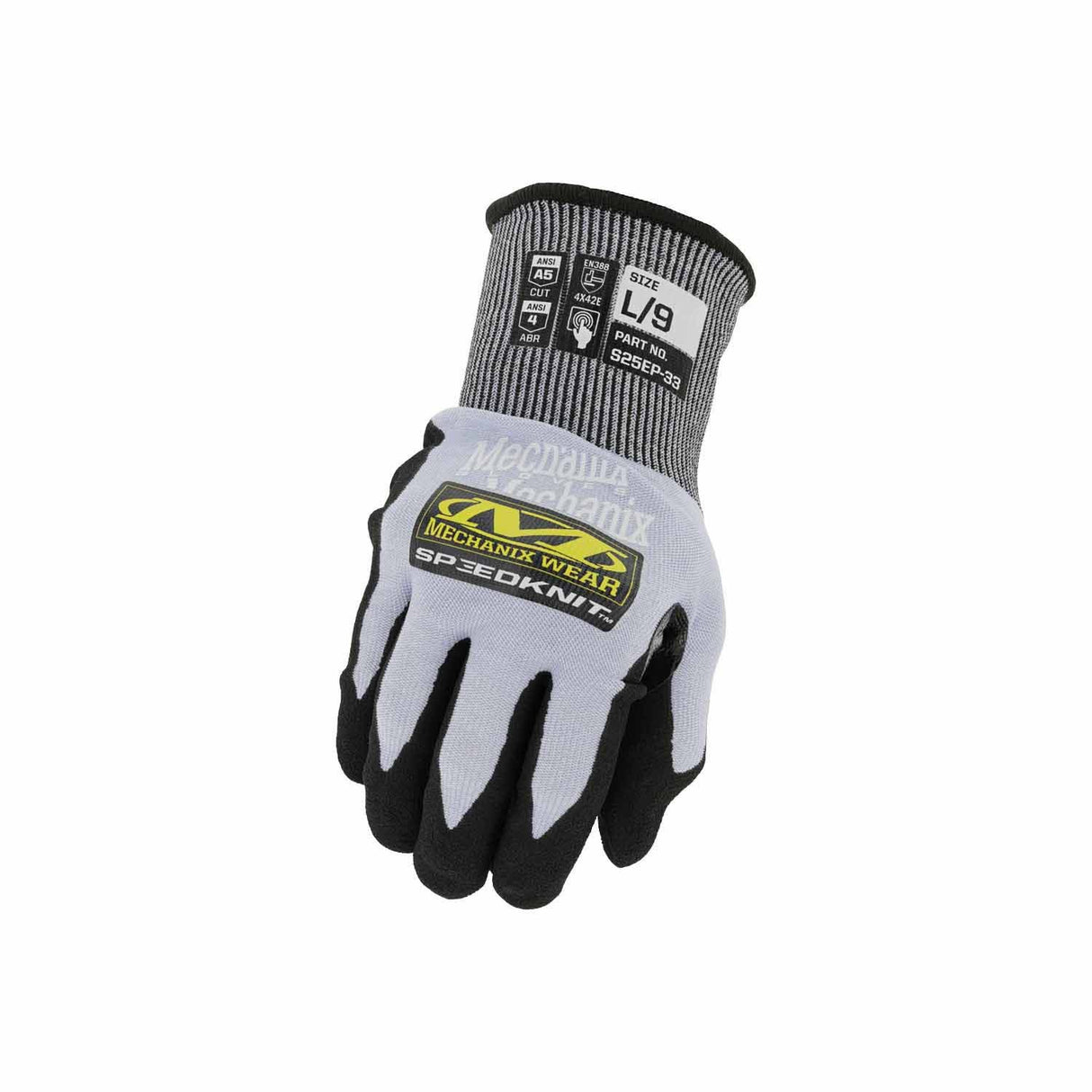 Mechanix S25EP-33-007 SpeedKnit Cut A5 Nitrile Palm Safety Gloves, 18 Gauge, Small
