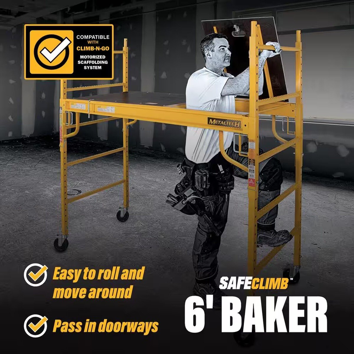 MetalTech I-CISCH1 6 ft Steel Bakers Scaffold with Anti-Slip Trap Door Deck - 3