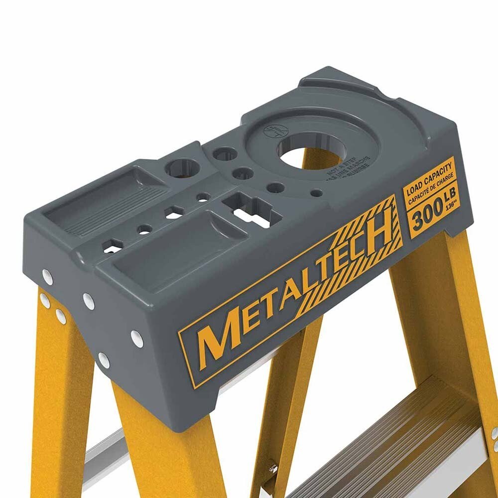 Metal Tech E-SLFB4T1A 4' Fiberglass Step Ladder 300 LB - 3