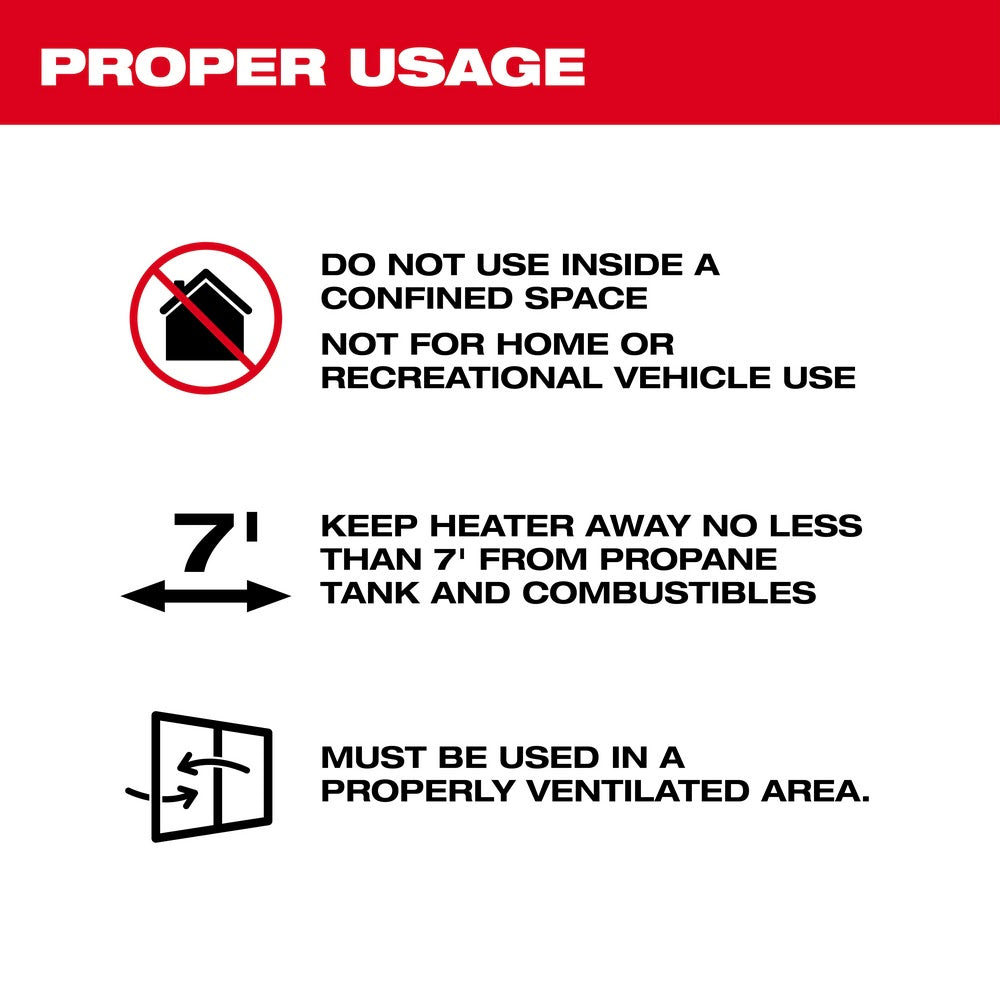 Milwaukee 0801-20 M18 70,000 BTU Forced Air Propane Heater - 4