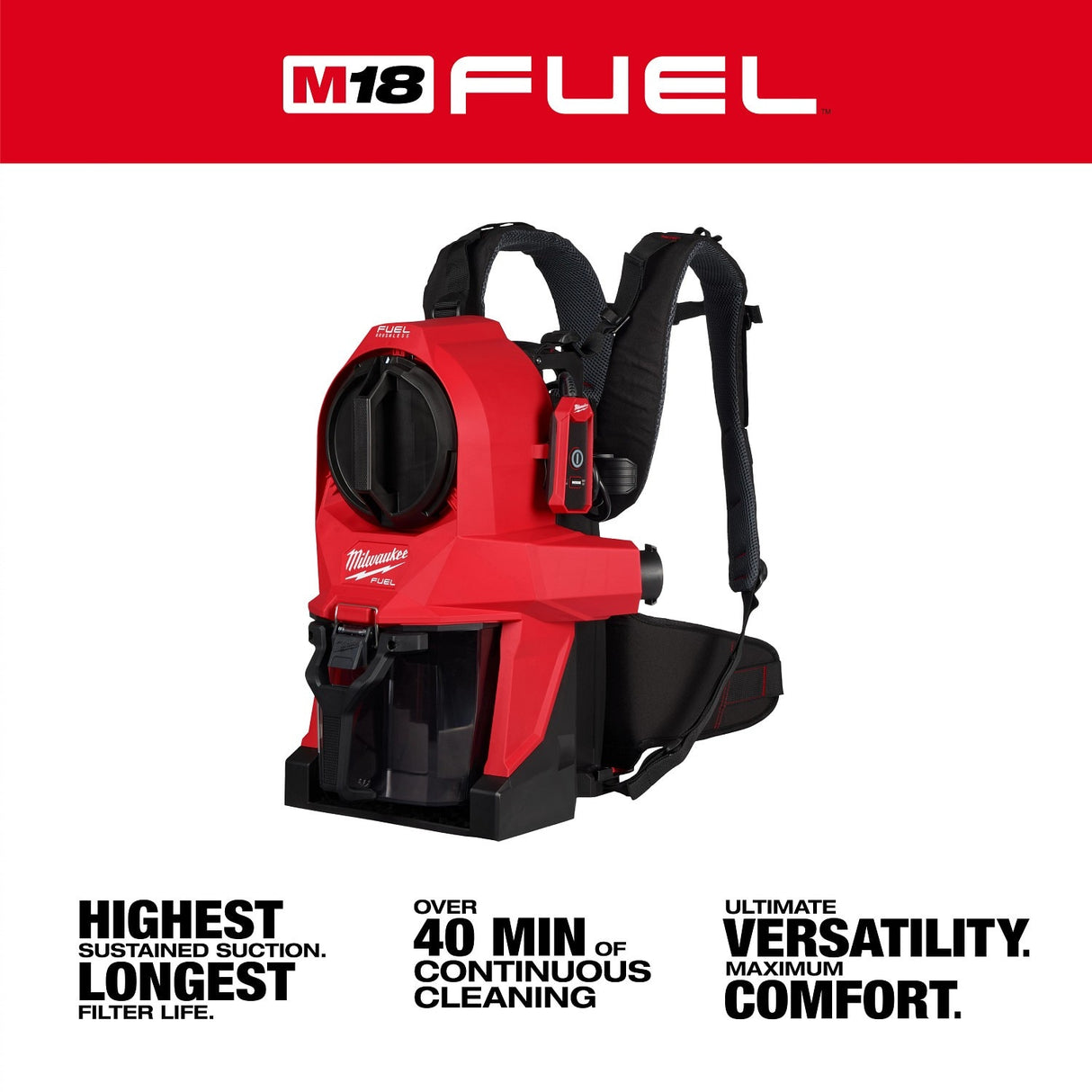 Milwaukee 0895-20 M18 FUEL 3-in-1 Backpack Vacuum with HEPA Filter and Accessories - 2