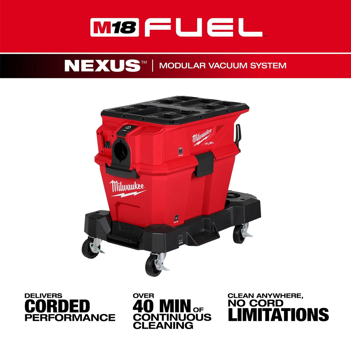 Milwaukee 0915-20 M18 FUEL NEXUS 6 GAL Wet/Dry Vacuum w/ PACKOUT Compatibility - 3